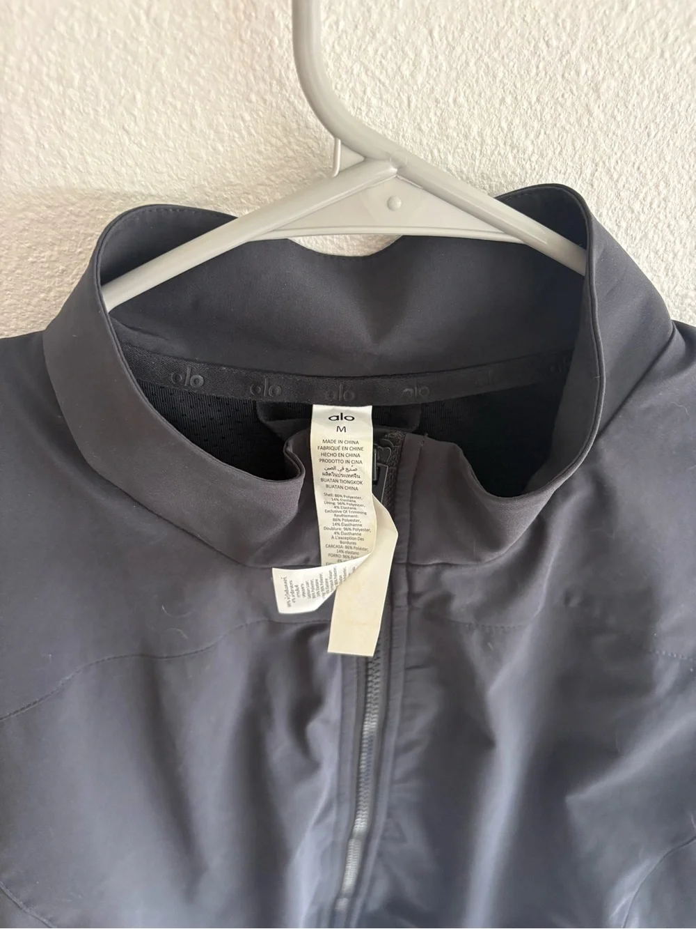 ALO Yoga Black Cropped Zip Bomber Jacket